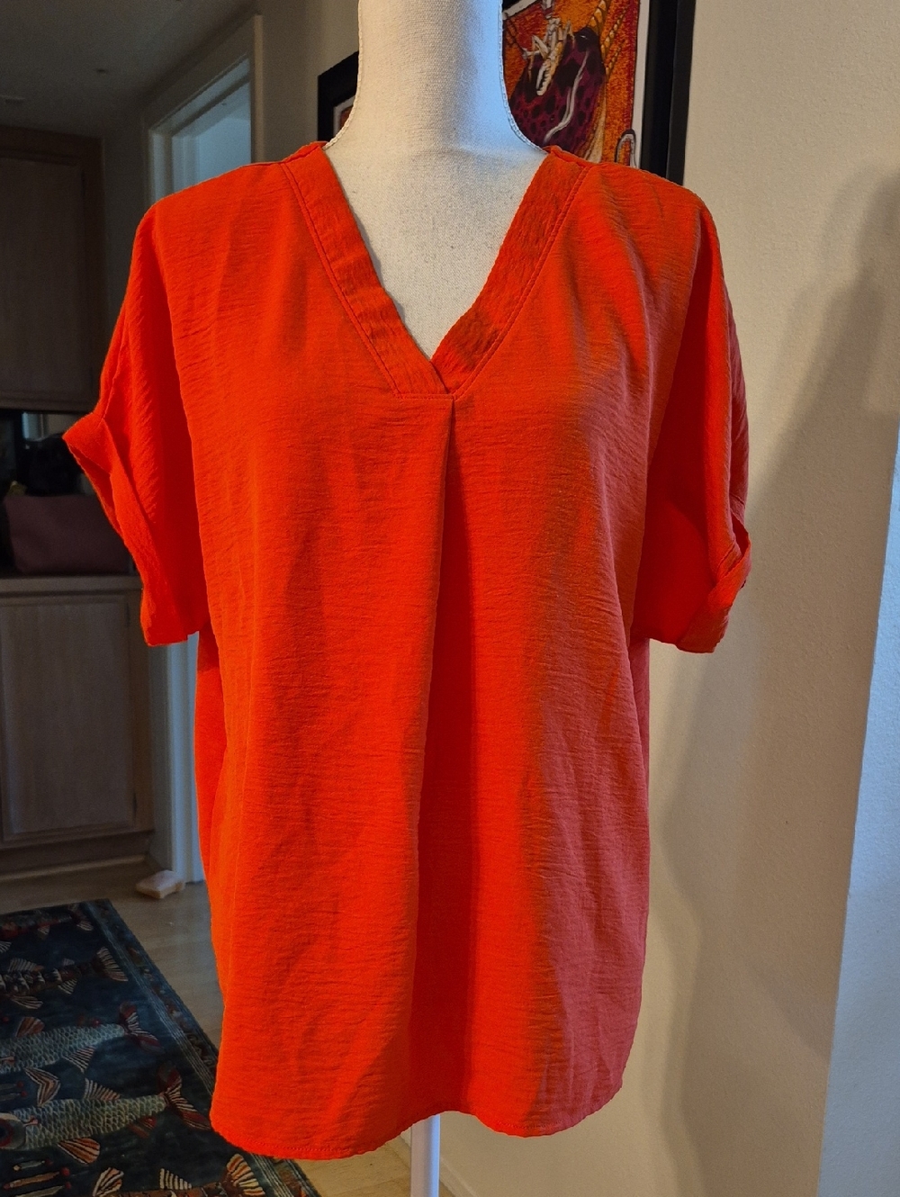 Fred David Orange Short Sleeve Polyester